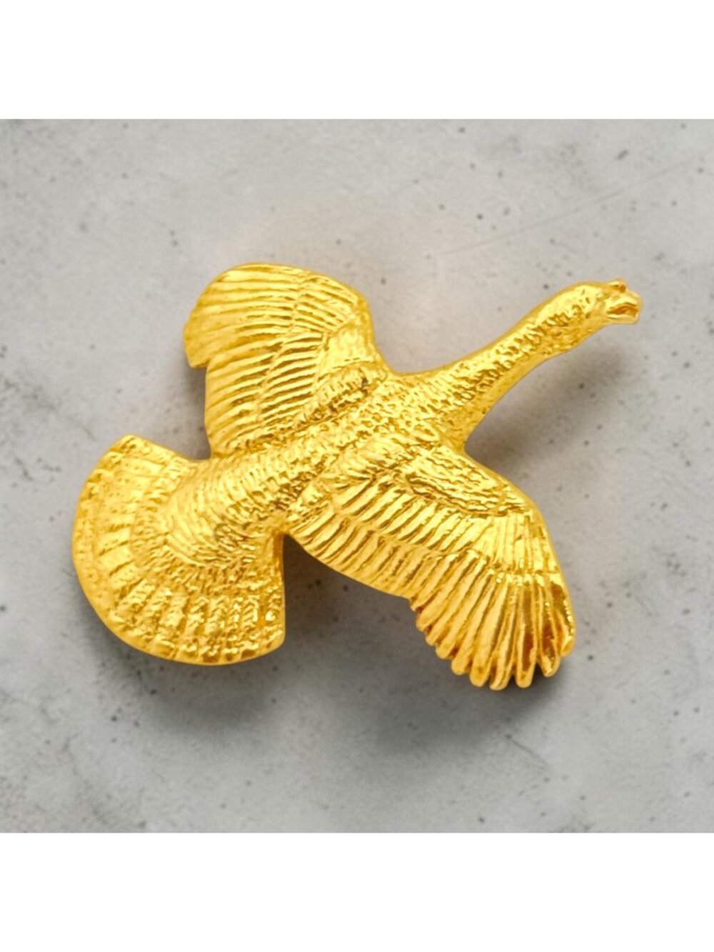 Vintage 1988 GG Harris 308 Flying Turkey Gold Plated Fine Pewter Lapel Pin